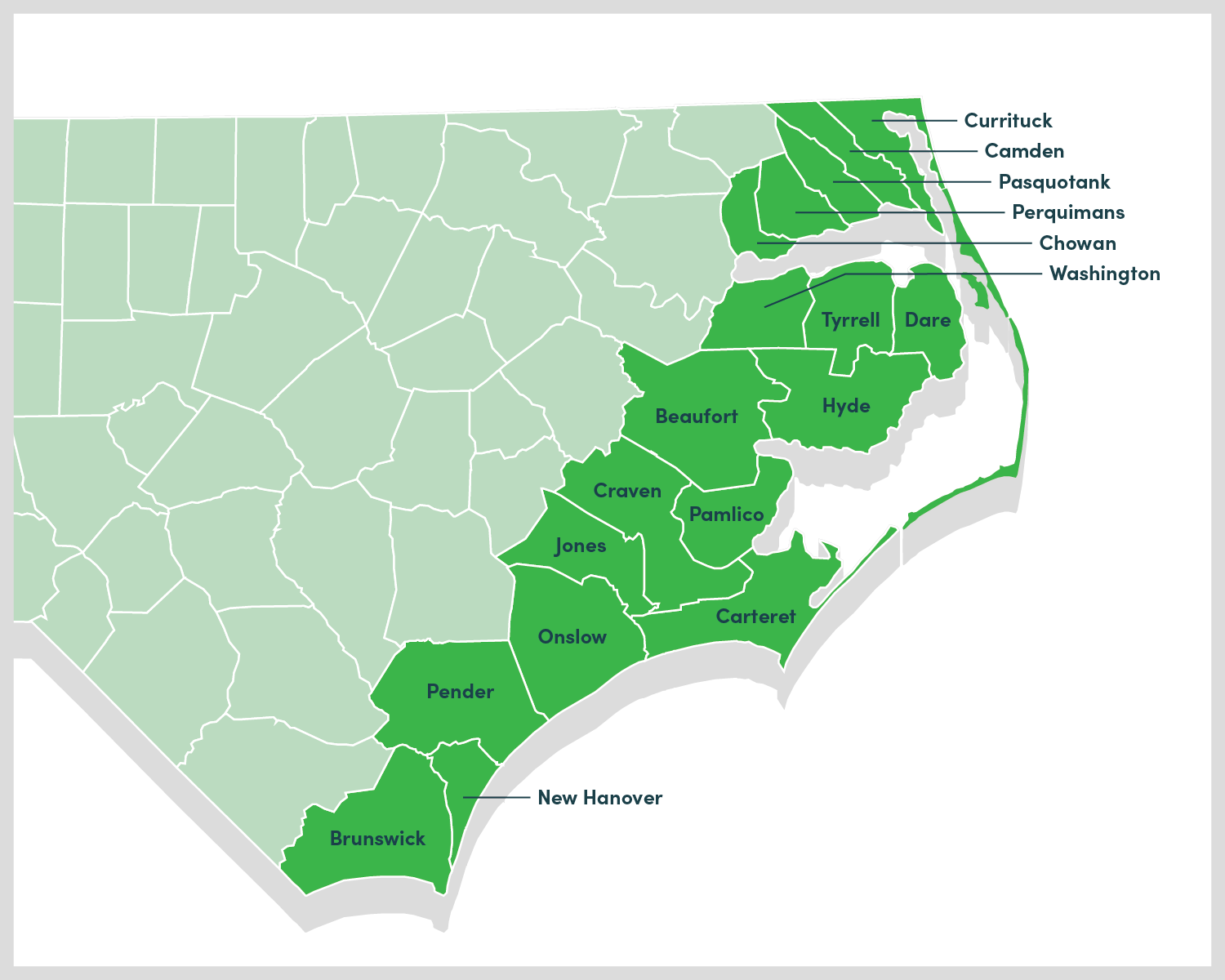 North Carolina wind and hail insurance map